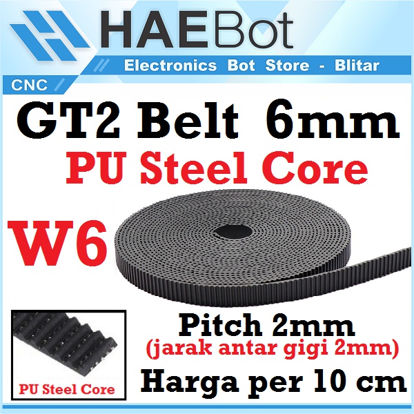 [HAEBOT] GT2 Timing Belt 6mm PU Steel Core 100mm W6 10cm Pitch 2mm CNC 3D Printer Mekanik Karet Rantai XL Gerak Open Loop