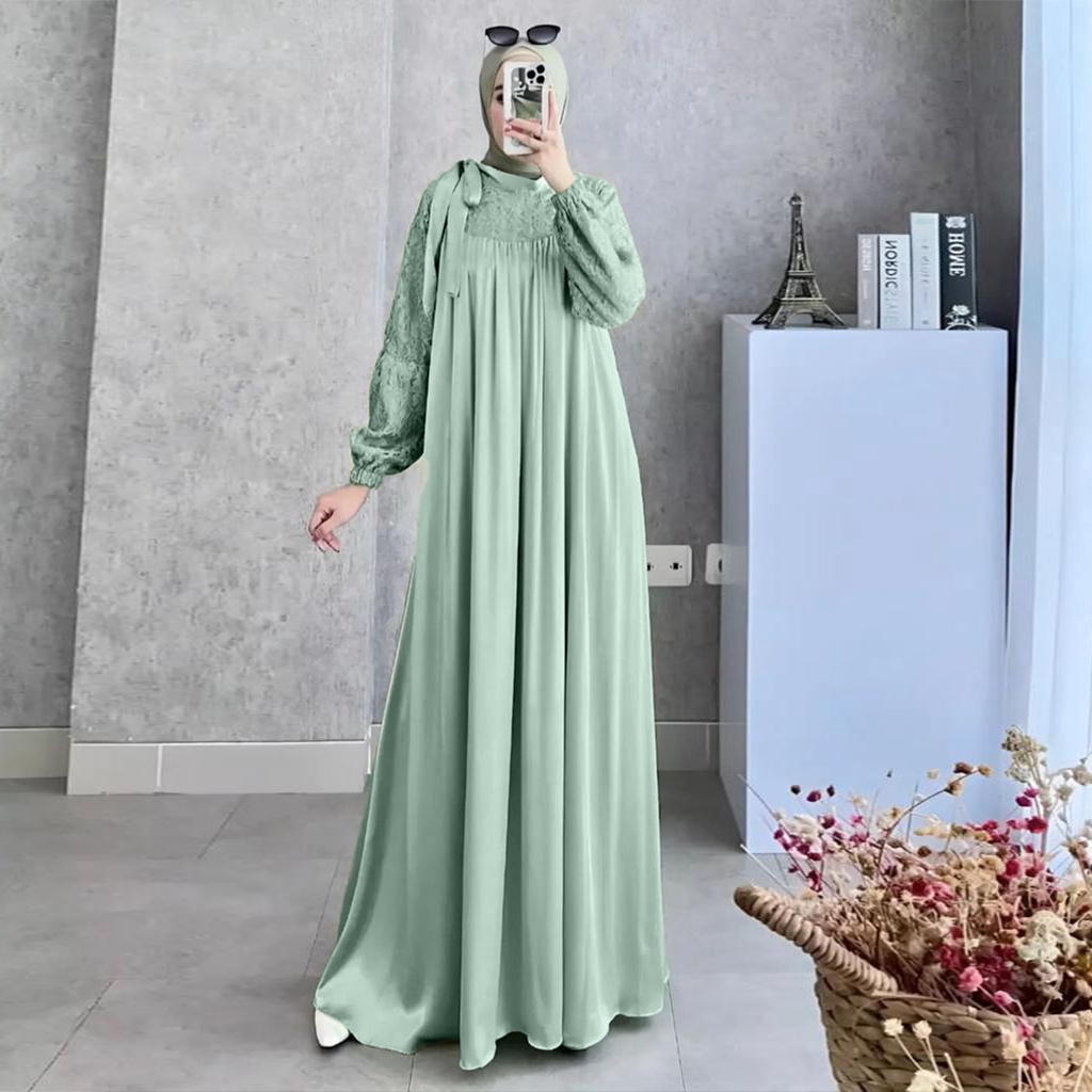 DRESS MAXI / SATIN MAXI DRESS / DRESS WANITA / DRESS SATIN