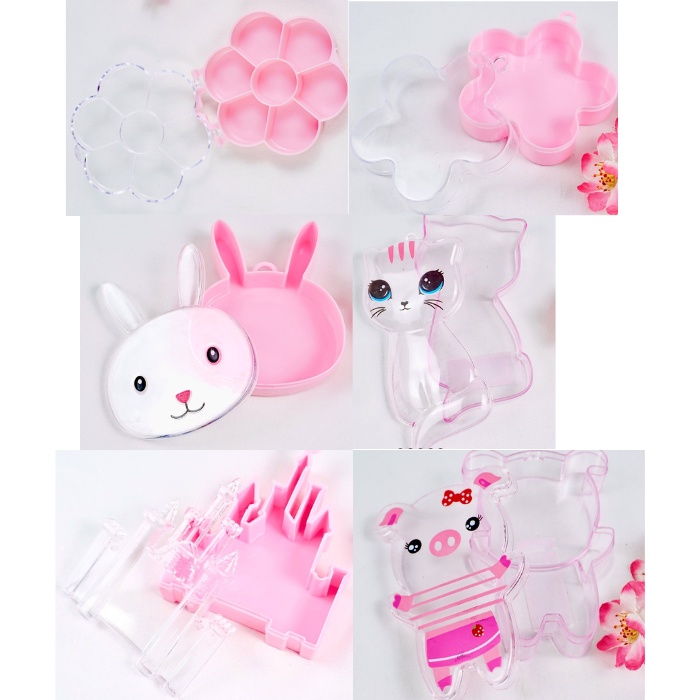 [1 Pcs] Box Serbaguna / Kotak Plastik Karakter / Palet Cat Air / Kotak Penyimpanan / Storage Manik / Plastic Box Cute