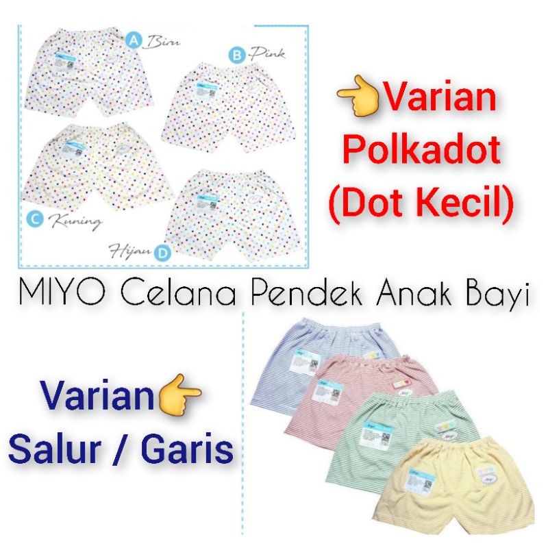3PCS MIYO Celana Pendek Anak Bayi - Celana Pendek Anak Bayi Polkadot
