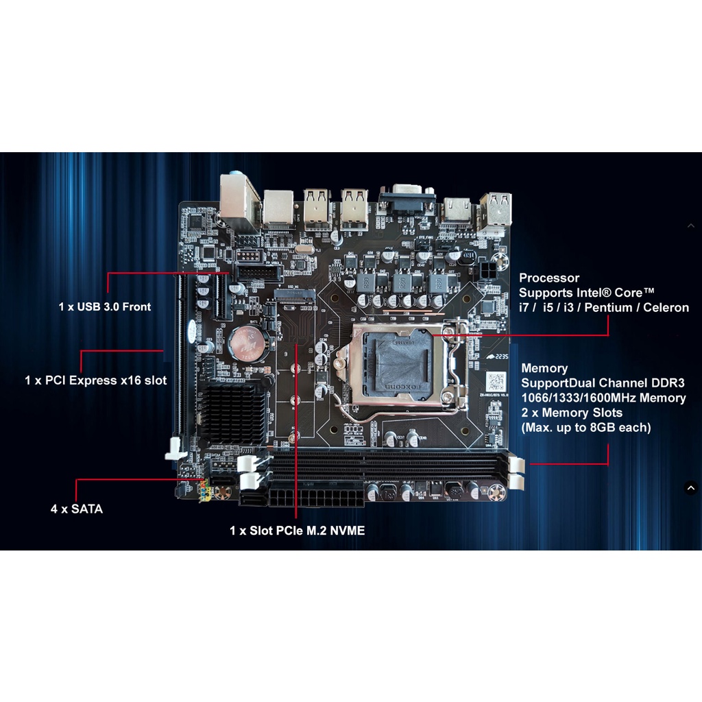 Motherboard VenomRX H61 M.2 NVMe HDMI DDR3