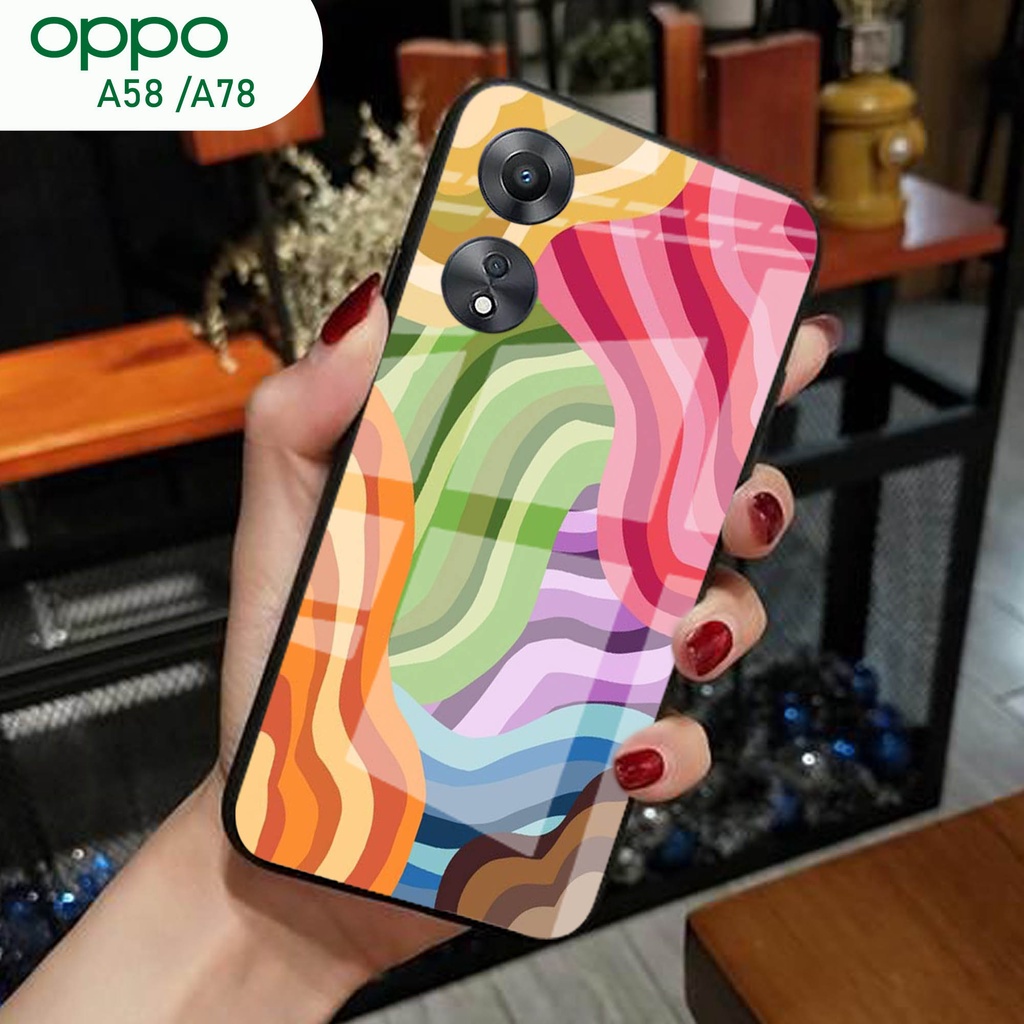 (S81) Case  Glass OPPO A58 A78 - casing Terbaru handphone - OPPO A58 A78  - pelindung handphone - OP