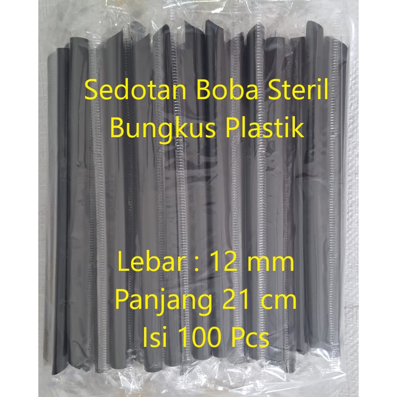 Sedotan Steril Bubble Hitam / Sedotan Boba Steril 12mm isi 100 Pcs