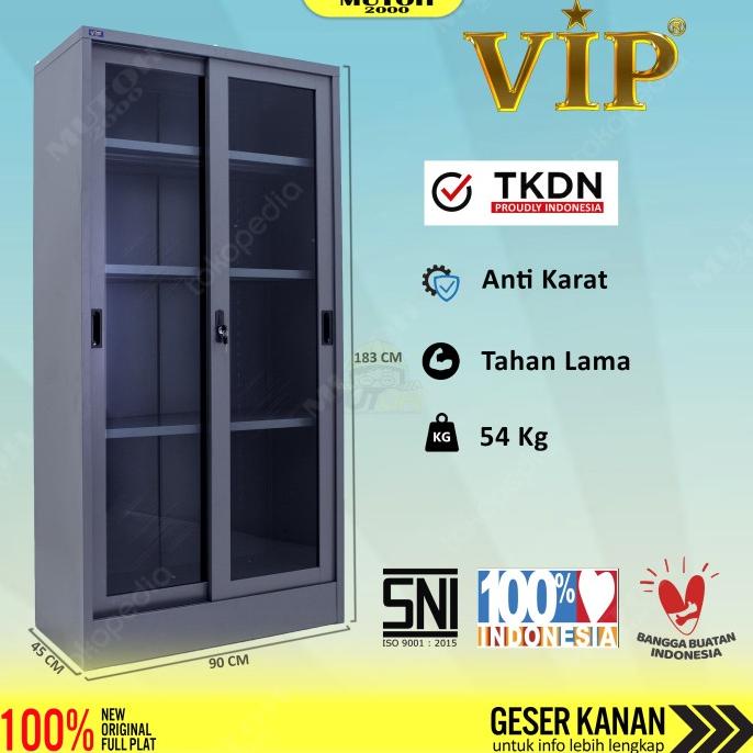 

New Lemari Arsip Lemari Besi Pintu Kaca Sliding Geser Vip V-602 Discount
