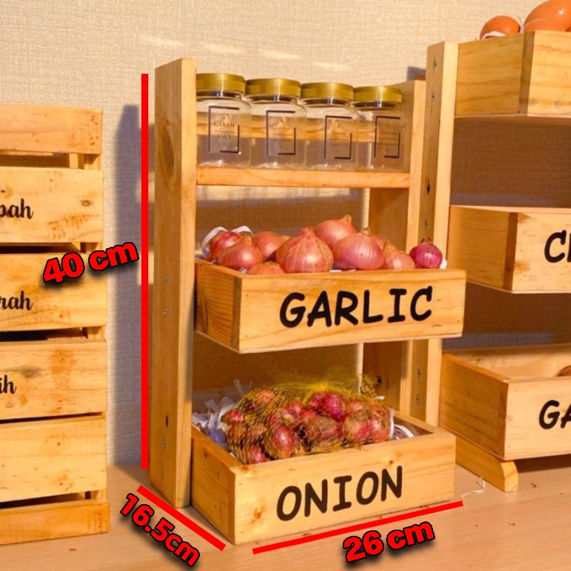 RAK BUMBU KAYU MINIMALIS | RAK SUSUN BUMBU | FREE TOPLES