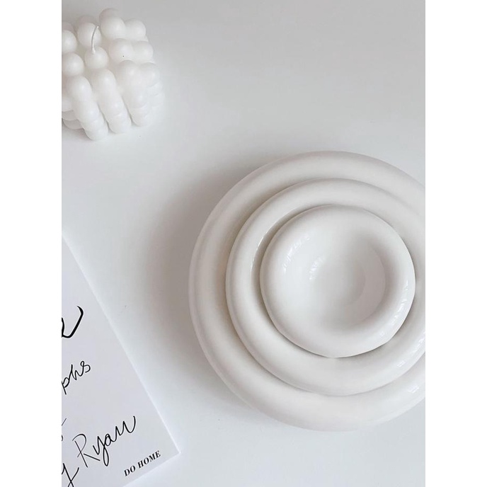 mangkok piring balon chubby unik keramik putih korean style |gat