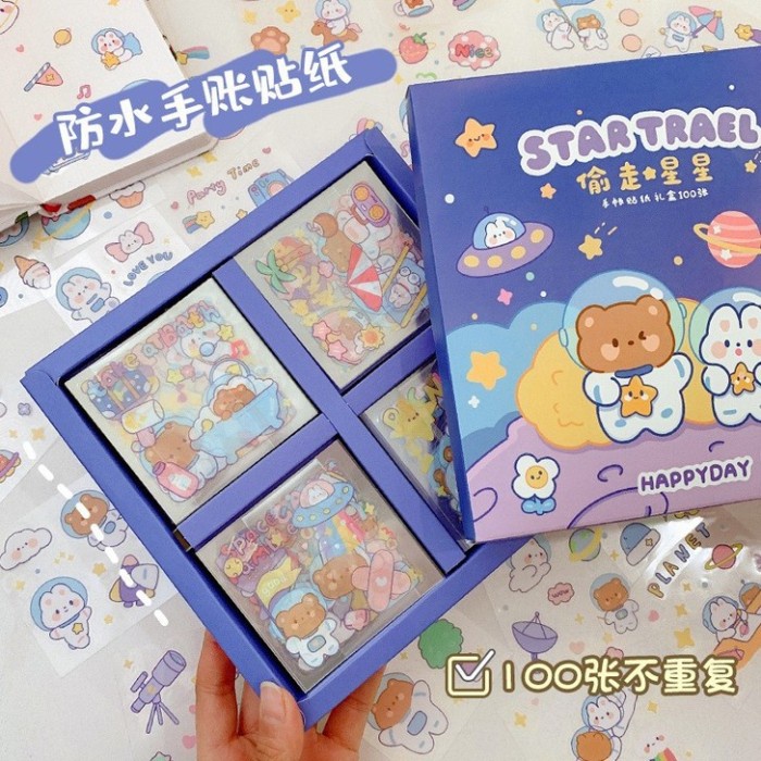 

Terlaris Sticker Box Isi 100 Lembar Sticker Kawai Cute Lucu Dekorasi Scrapbook