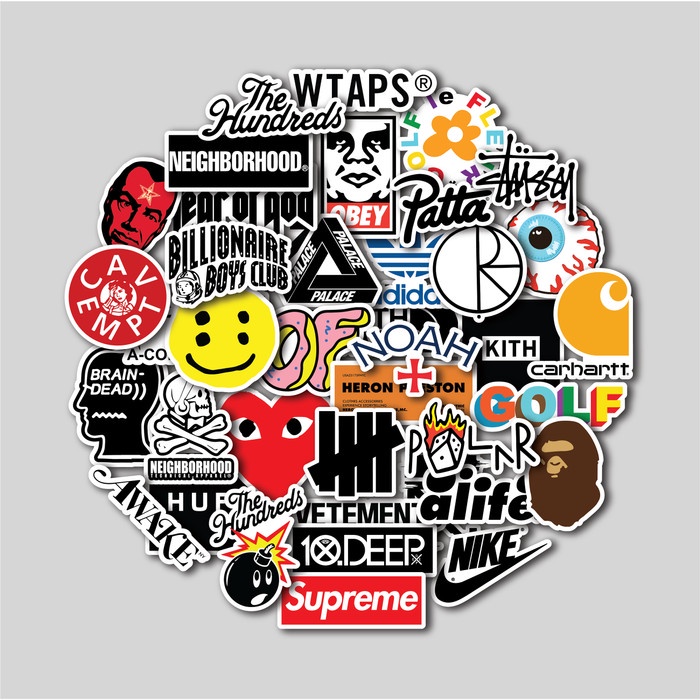 

Terlaris Sticker Pack Logo Brand Streetwear Stiker Tumbler Laptop Koper Helm