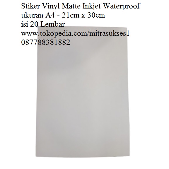 

Terlaris Stiker Vinyl Matte Inkjet Waterproof A4