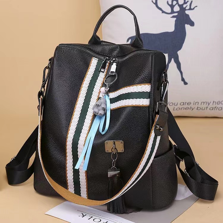 TAS RANSEL WANITA BACKPACK BESAR IMPORT KEKINIAN PREMIUM BRANDED GENDONG PUNGGUNG KERJA KULIAH CEWEK BATAM REMAJA KULIT HITAM SANTOSILA TA768B5 SEKOLAH KOREA MURAH