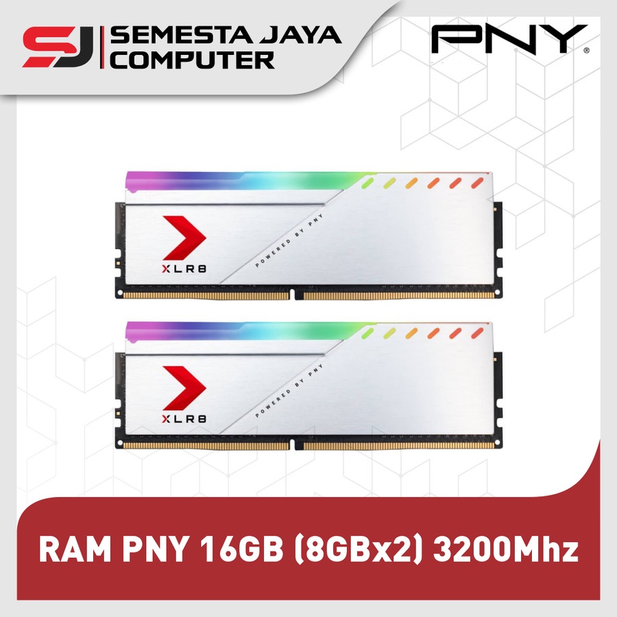 RAM PNY 16GB (8GBx2) 3200Mhz KIT XLR8 RGB DDR4 SILVER |Memory Longdim