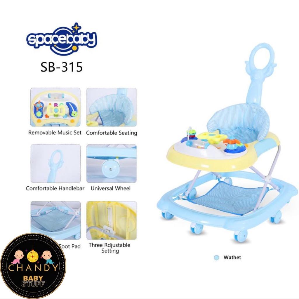 BABY WALKER SPACE BABY SB 315 ADA MAINAN MUSIK DAN DORONGAN