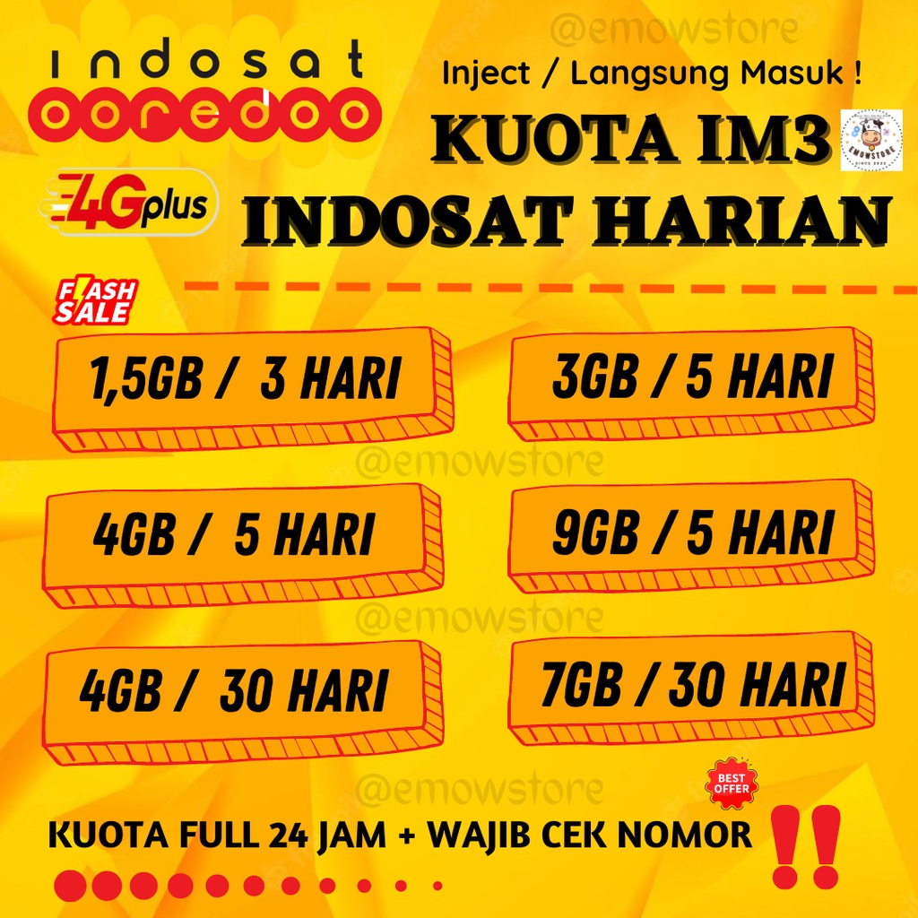 Paket Data IM3 Kuota Indosat Mini 1GB 2GB 3GB 4GB 5GB Full 24 Jam Harian Murah