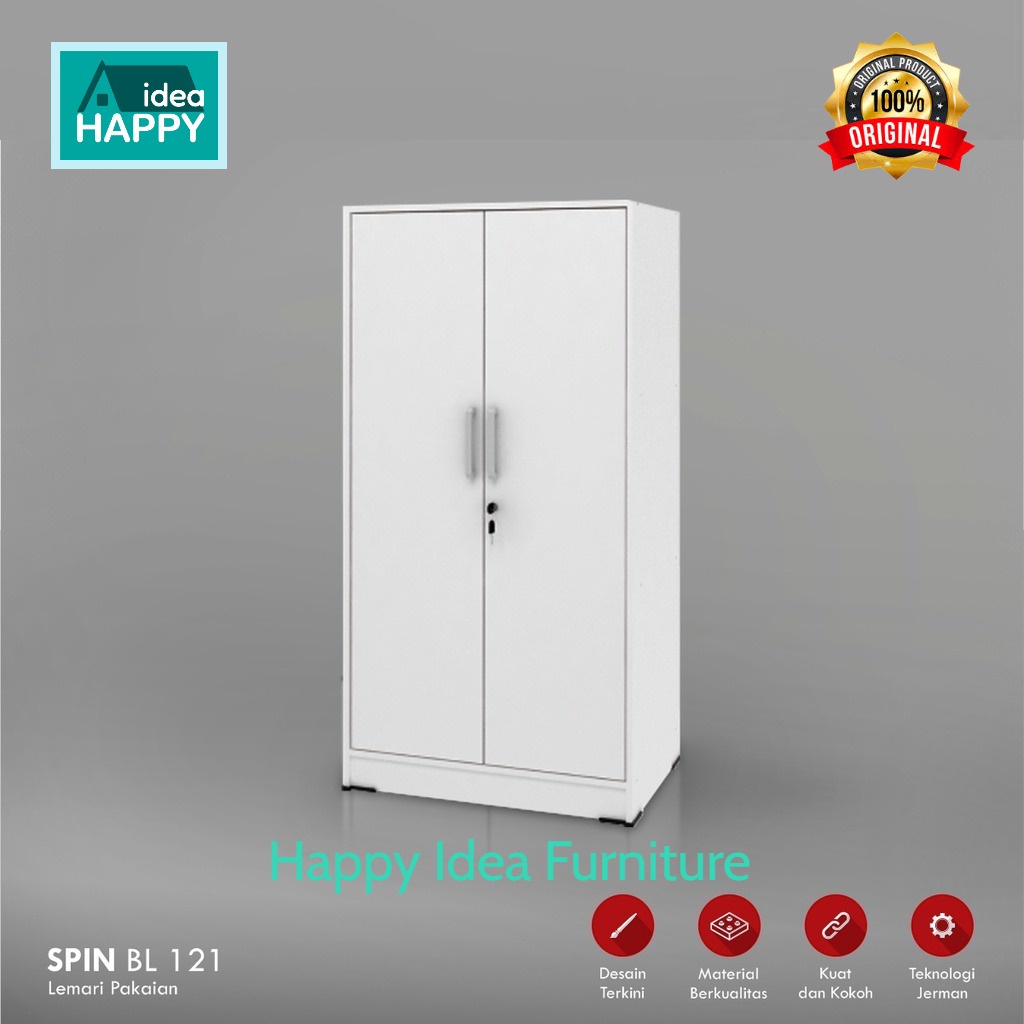 𝗛𝗮𝗽𝗽𝘆 𝗜𝗱𝗲𝗮 - Lemari Pakaian Kecil Minimalis / Almari Baju Anak Dan Remaja 2 Pintu + Cermin / SPIN BL
