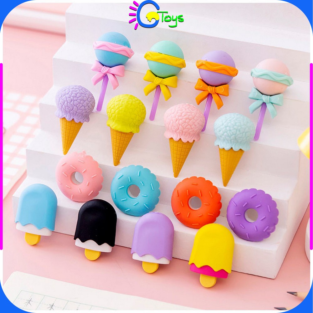 

CR-A53 Penghapus Pensil Set 4IN1 Motif Lolipop / Alat Tulis Penghapus Lucu Isi 4pcs Karakter Donat Eraser Ice Cream Import