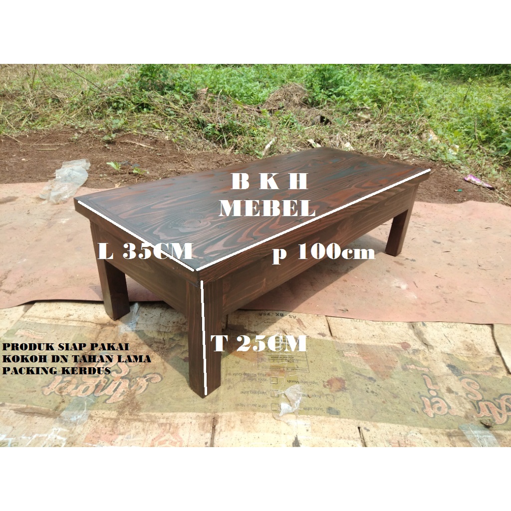 MEJA LESEHAN KAYU JATI BELANDA MEJA KOMPUTER PANJANG100CM LEBAR 35CM TINGGI 25CM