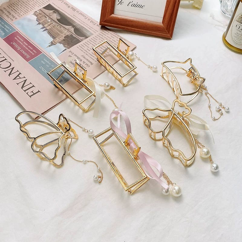 Jepit Jepitan Rambut Model Korea Jedai Metal Mutiara Hair Clip Claw