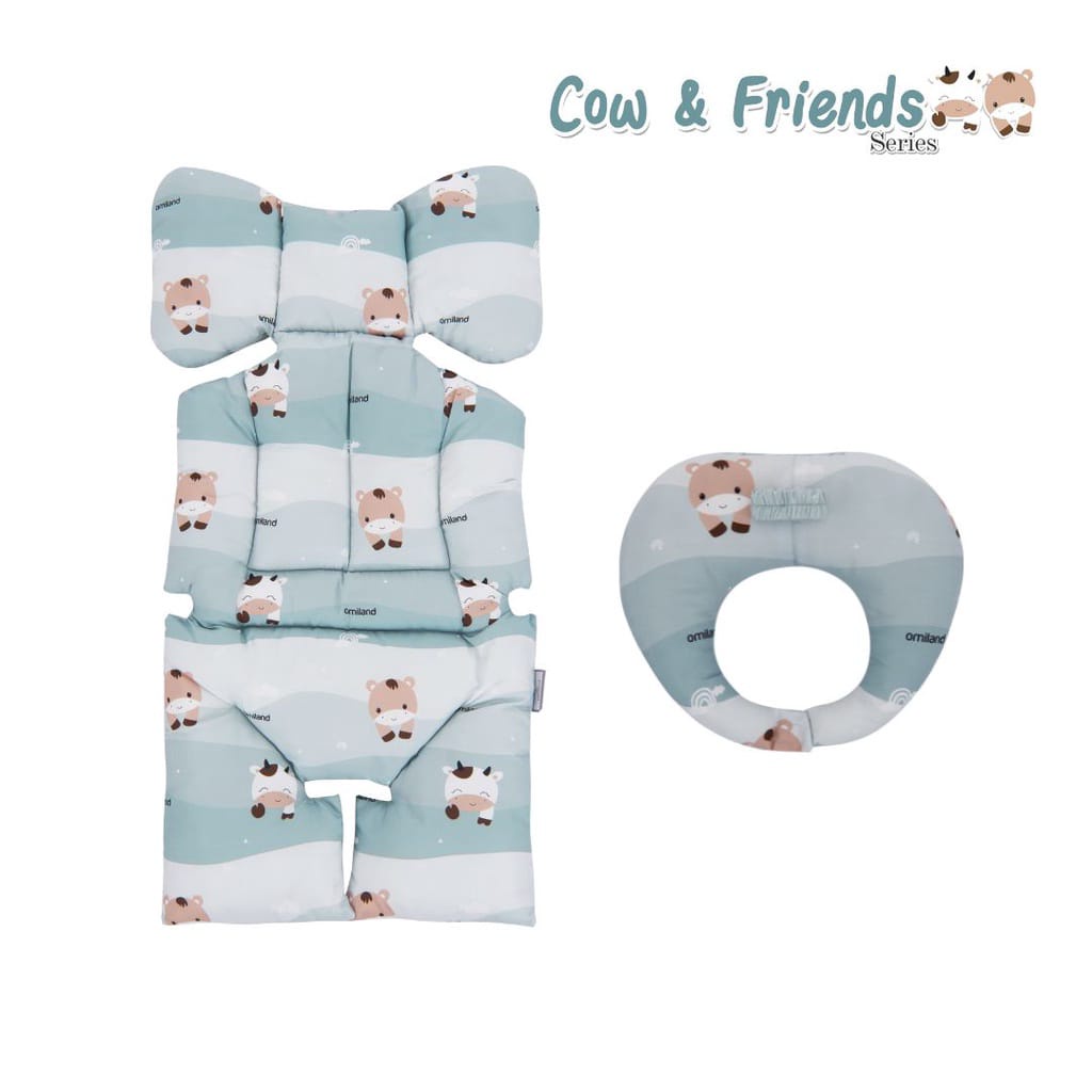 Omiland Alas Stroller Bayi + Bantal Dot OB 44251 Cow &amp; Friends Series