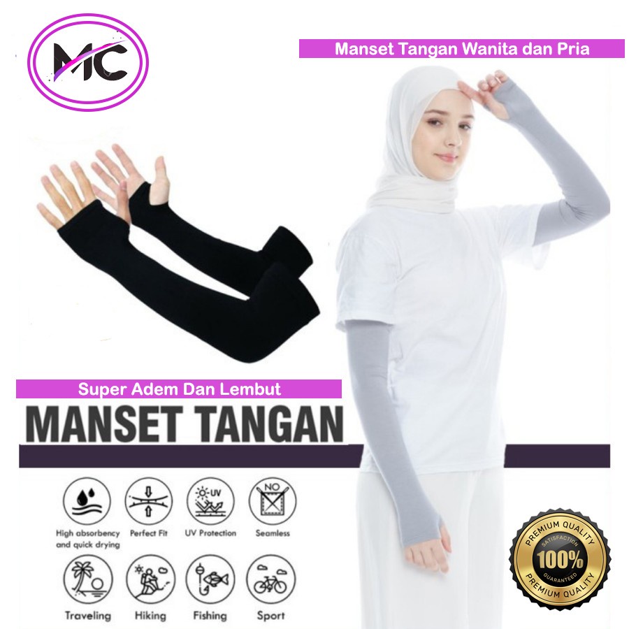 Manset Tangan Wanita Manset Pria Handsock Import Premium Spandex Pelindung Lengan Serbaguna Terdapat Lubang Jempol