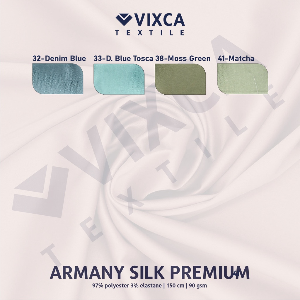 [PER 0,5 M] Kain Bahan Armani Silk Stretch Premium Lebar 150 cm Armany Silky Saten Satin Lux Luxury Polos Polosan ECER 1/2 METER METERAN 50 CM CENTIMETER