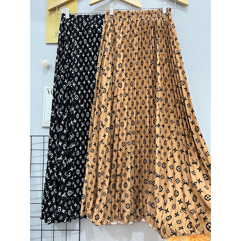 Cherry_ rok plisket PREMIUM motif terbaru L&amp;V | pleated skirt korean stytle