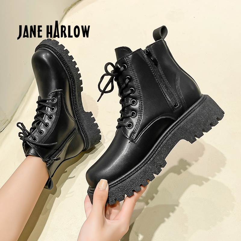 Women Shoes Leather High Boots Jane Harlow Style Sepatu Wanita 5290 (36-40)