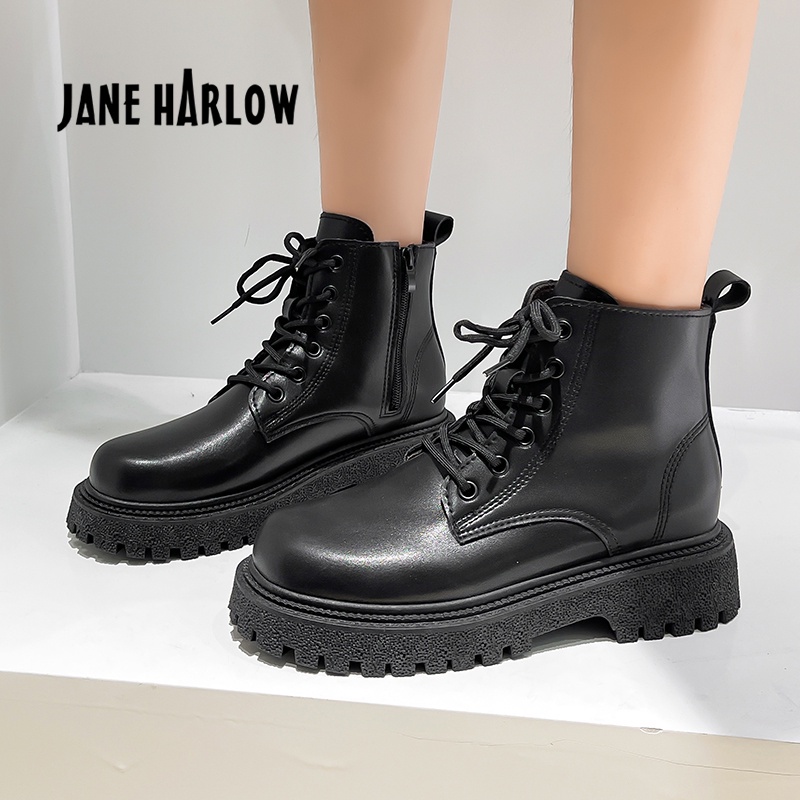 Women Shoes Leather High Boots Jane Harlow Style Sepatu Wanita 5290 (36-40)