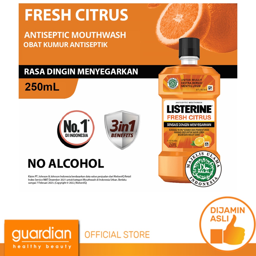LISTERINE Fresh Citrus Mouthwash/Obat Kumur Antiseptik 250ml