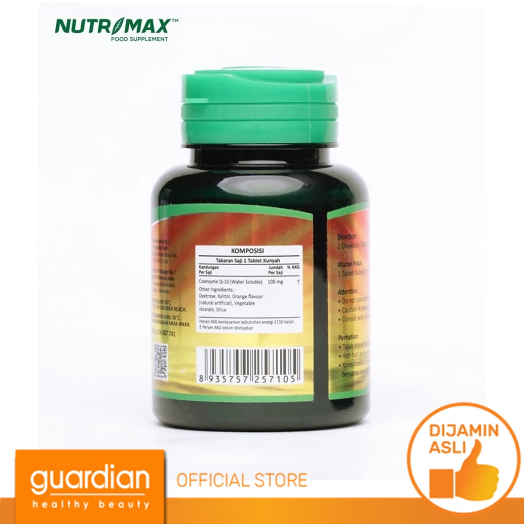 NUTRIMAX Coenzyme Q-10 30 Tablet Kunyah Mengoptimalkan Pembentukan Energi