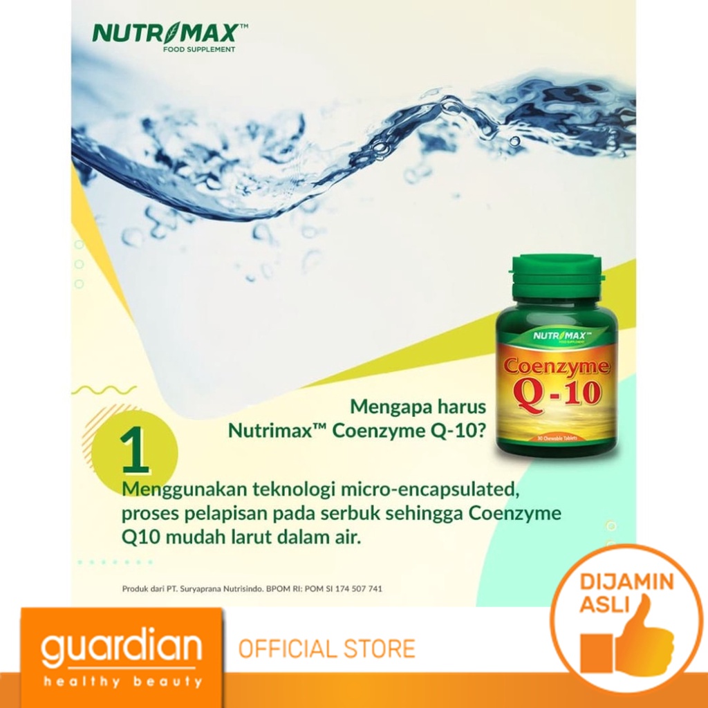 NUTRIMAX Coenzyme Q-10 30 Tablet Kunyah Mengoptimalkan Pembentukan Energi