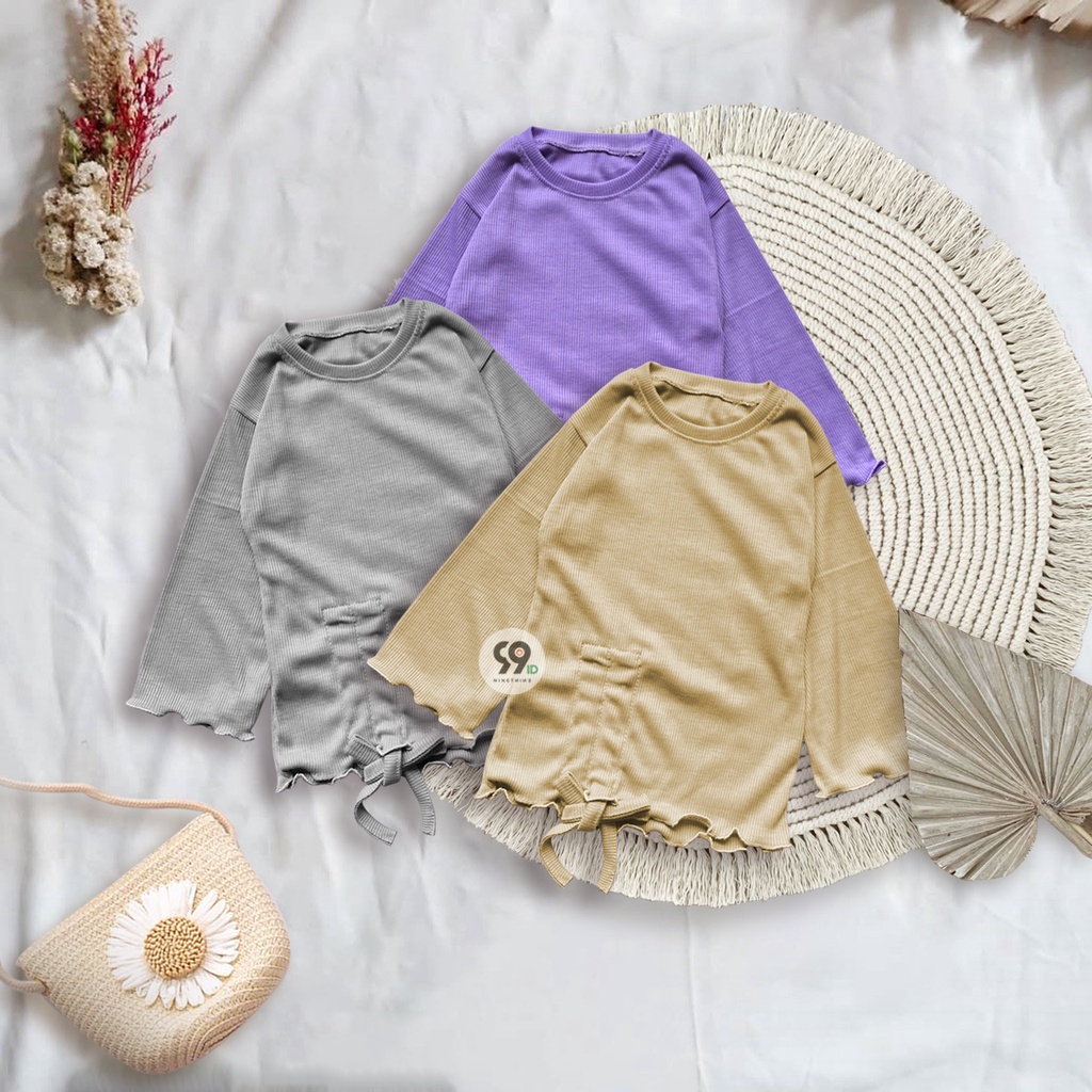 ALEA KNIT atasan baju anak perempuan variasi tali serut bahan ribknit PROMO 99ID