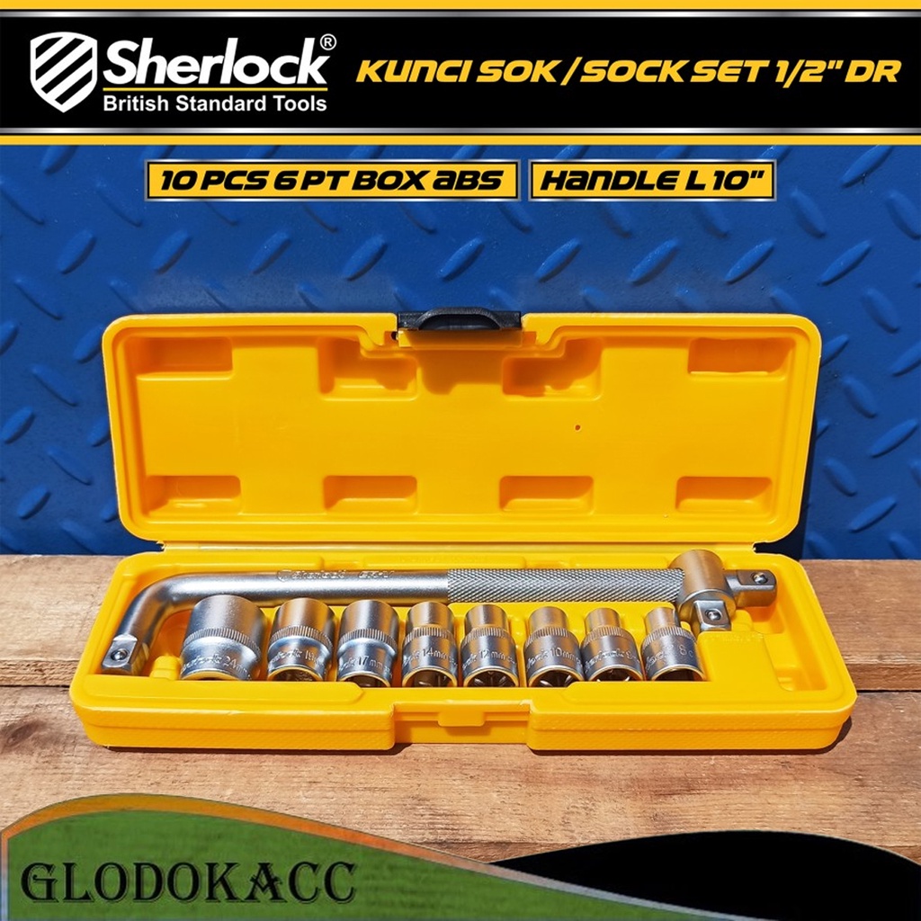 Kunci Shock Set 10 pcs / Sherlock Sok/Sock Set 1/2 inch 6PT box ABS