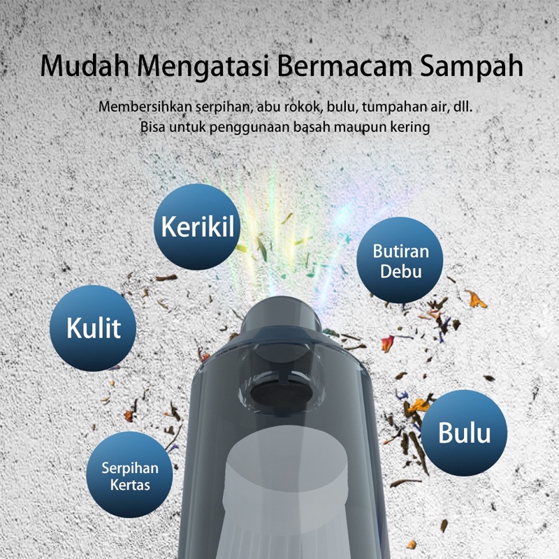 Penyedot debu genggam mini - Penyedot debu nirkabel multifungsi dengan hisapan super kuat yang digunakan untuk menyedot debu mobil dan tempat tidur-6000pa