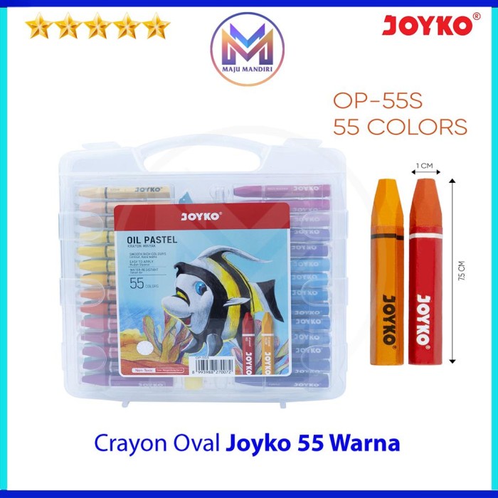 

Terlaris Crayon Joyko 55 Warna Op-55S / Oil Pastel Krayon Oval