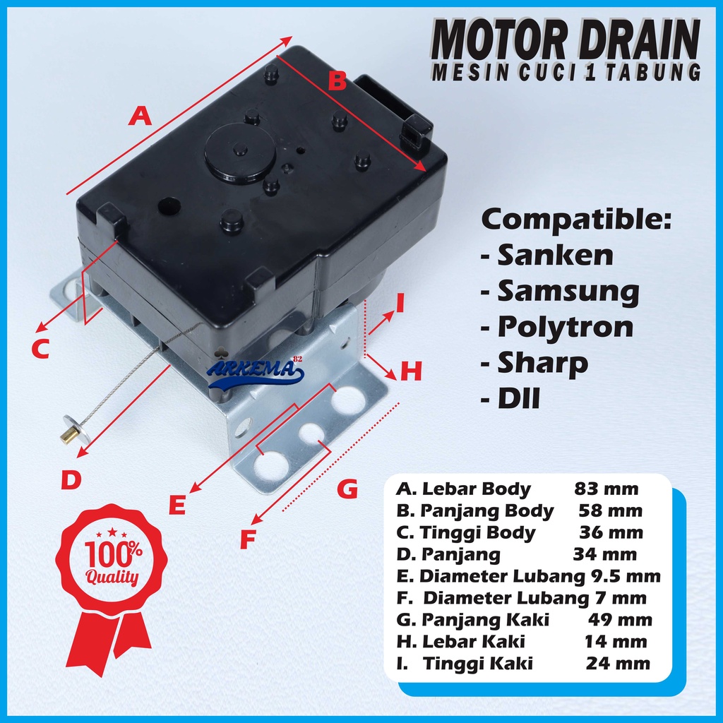 MOTOR DRAIN MESIN CUCI 1 TABUNG | DREN TARIKAN BUANGAN AIR MESIN CUCI RETRACTOR UNIVERSAL SAMSUNG DLL - ARKEMA