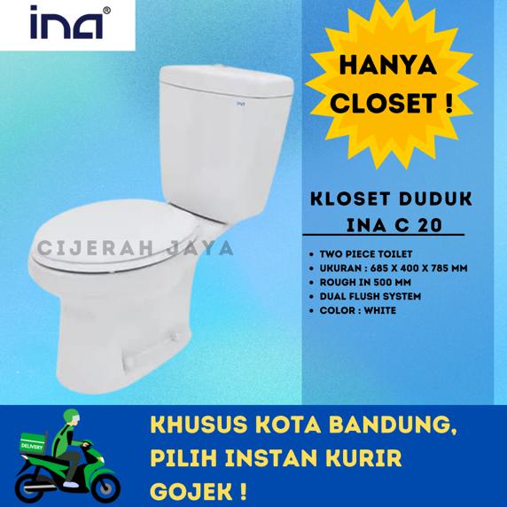 KLOSET DUDUK INA C20 PUTIH / MONOBLOK INA PUTIH CLOSET DUDUK DUAL FLUSH C-20 C 20