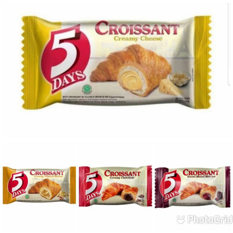 

5 Days Roti Croissant Chesee / Peanuts / Mix Berries // Chocolate // pandan srikaya || EXP Febuari 2024