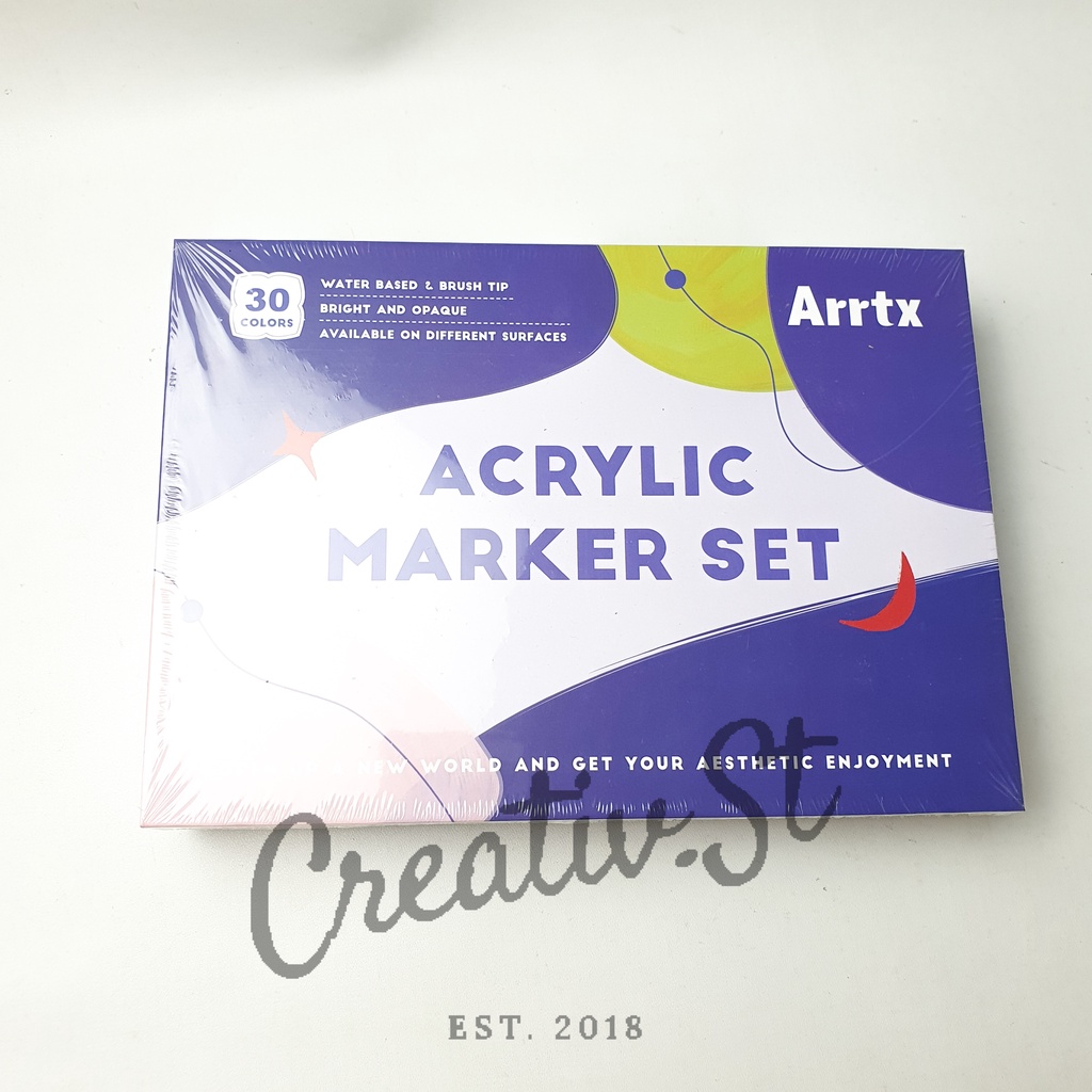 

ARRTX Acrylic Paint Markers Set 30 Colors Spidol Warna Permanen