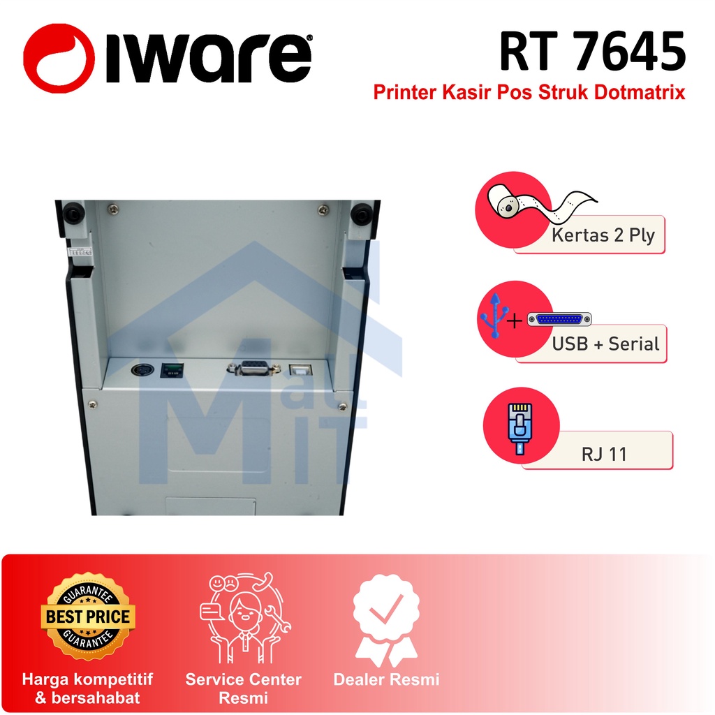 (Bisa Cod)  Printer Kasir POS IWARE Struk Dotmatrix RT-7645 RT7645 RT 7645 USB Serial