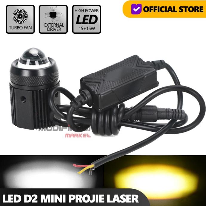LAMPU TEMBAK LASER MOTOR MOBIL LED D2 MINI 2 WARNA LASER FOGLAMP 30W