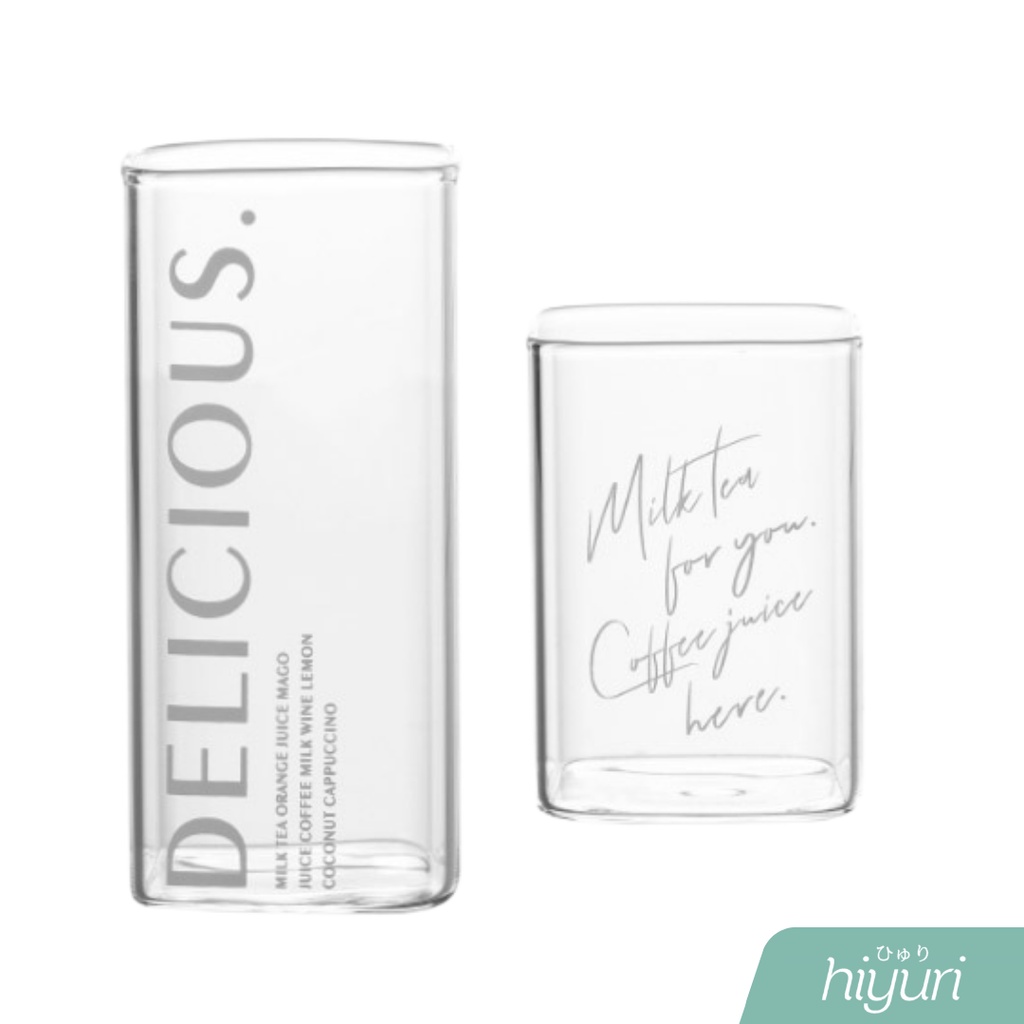 HIYURI Borosilicate Square Highball Glass • Gelas Kaca Tinggi Kotak Persegi Anti Panas / gelas kopi 