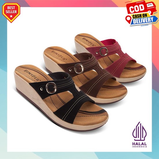 Wedges Wanita Import Kondangan Premium Branded Korean Style Terbaru 2023 Jelly Kekinian Empuk Hak Ta