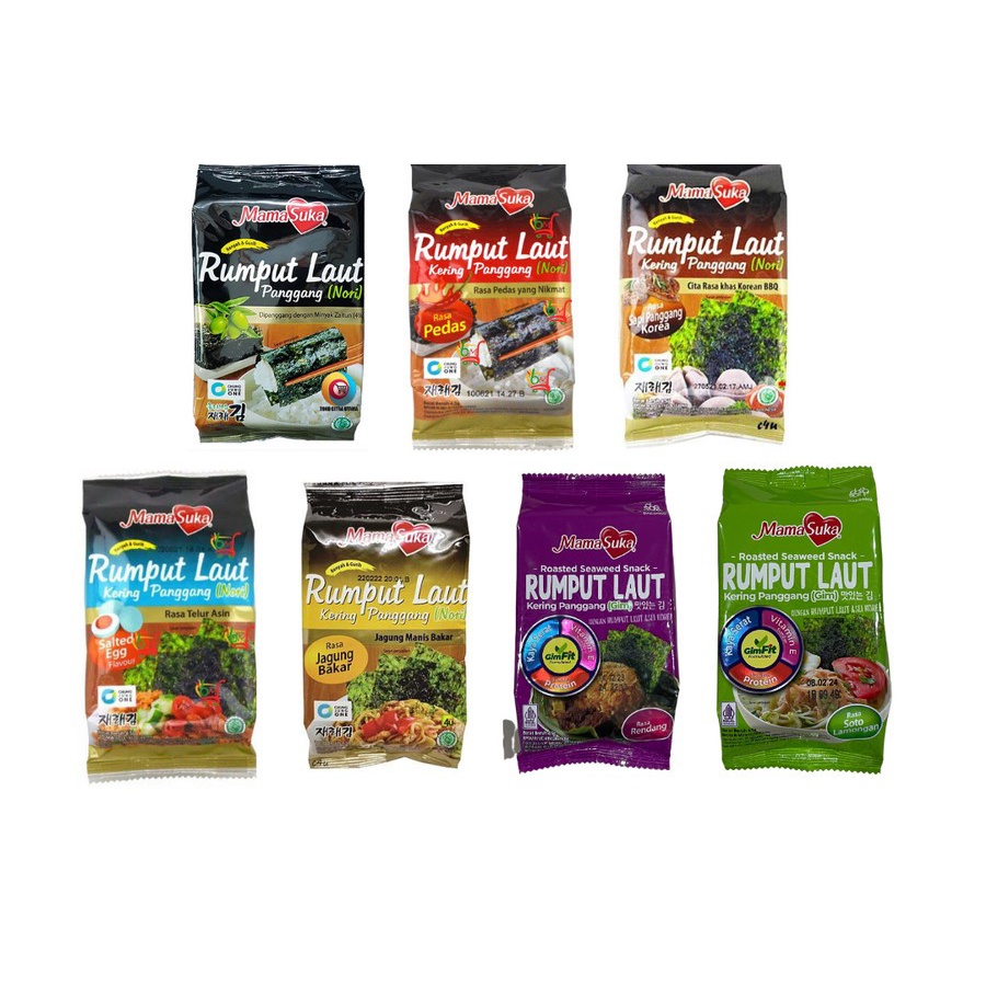 

Rumput laut MamaSuka Nori kering panggang seaweed rumput laut nori sushi 4.5 gr