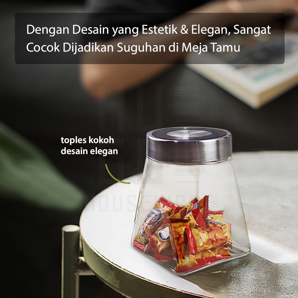 HUGO Toples Kaca Tempat Penyimpanan Kue Makanan Kacang Kedap Udara Toples Bening Premium Quality