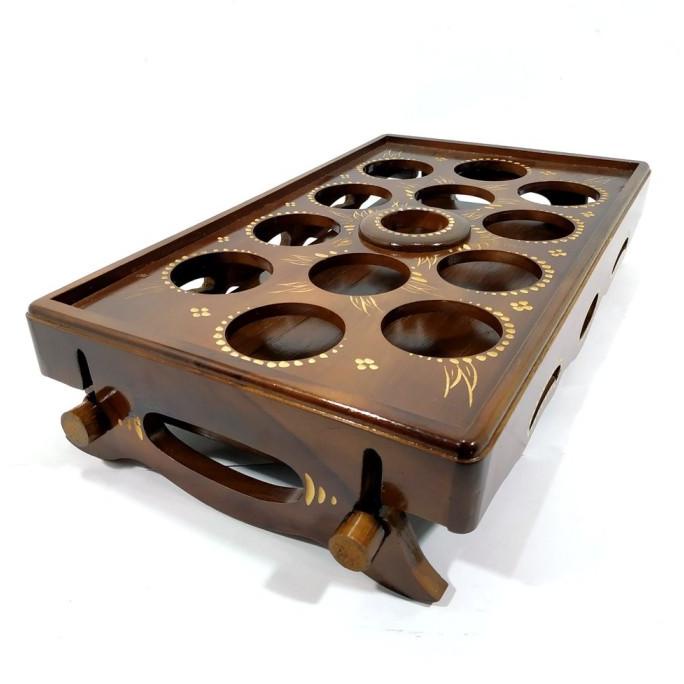 /////] Wadah Aqua Gelas MultifungsiNampan Kerajinan Kayu Jati Ukir Cukit Unik