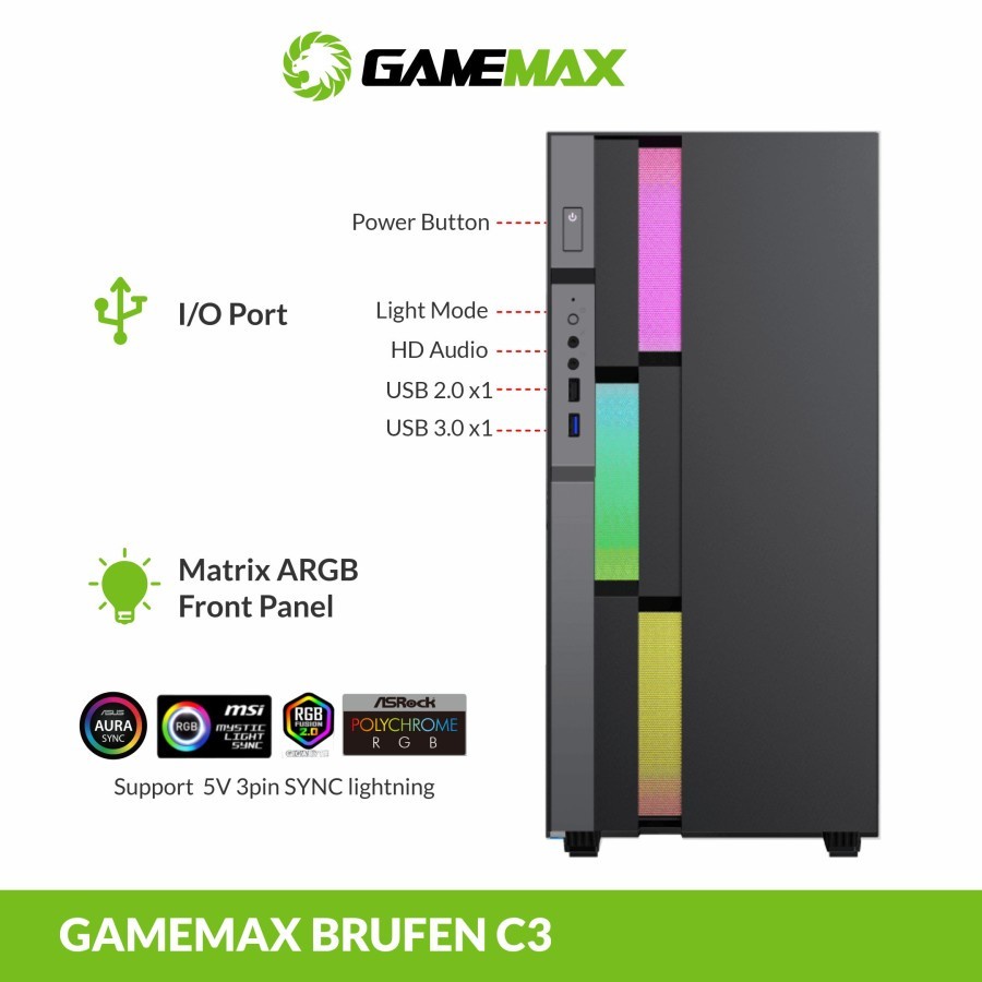 Casing GameMax BRUFEN C3 E-ATX Gaming PC Case