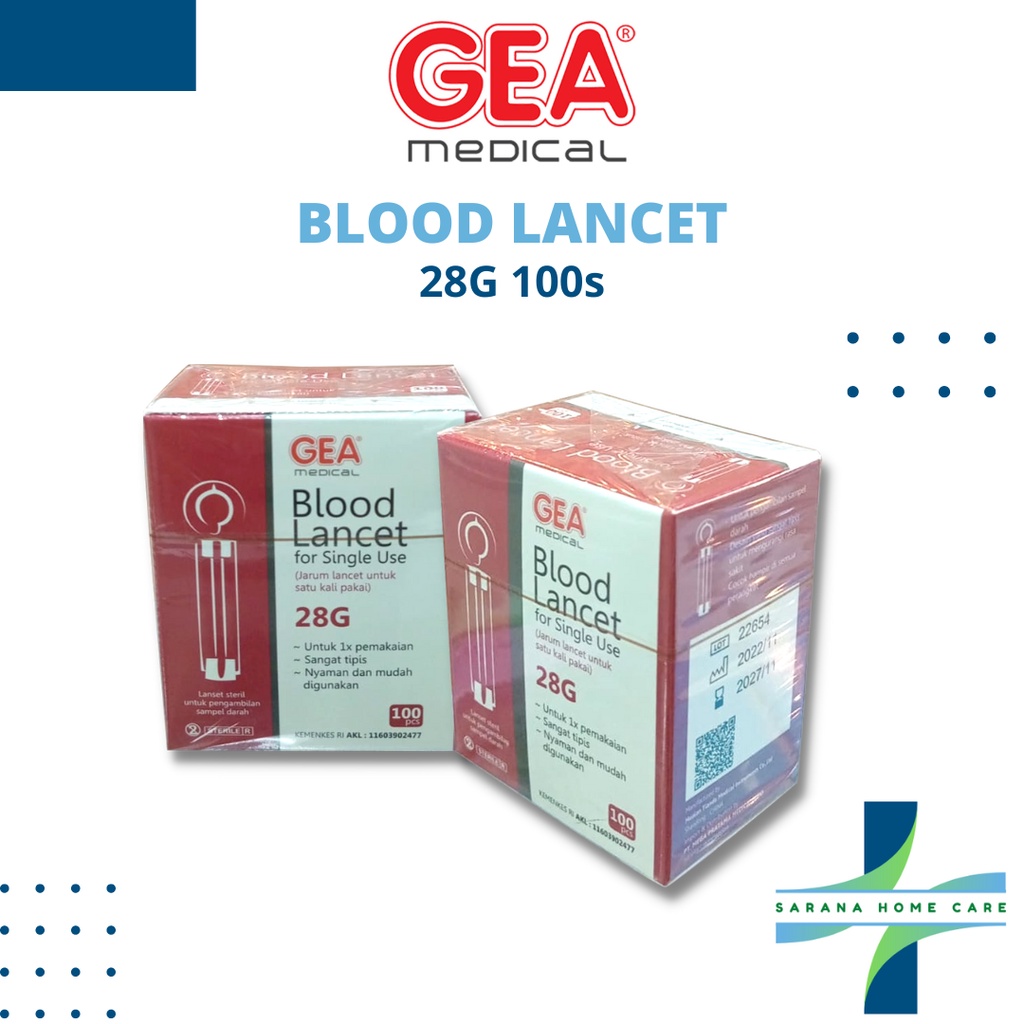 GEA Blood Lancet 28G 100s/jarum bekam/jarum lancing/jarum medis/jarus tes darah