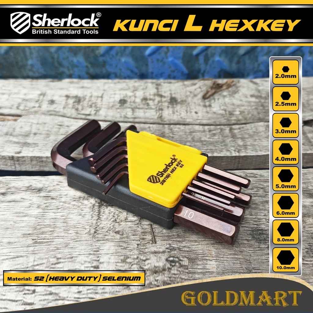 Kunci L Set 8 pcs mm Pendek Original Sherlock Kunci L Set Hexkey