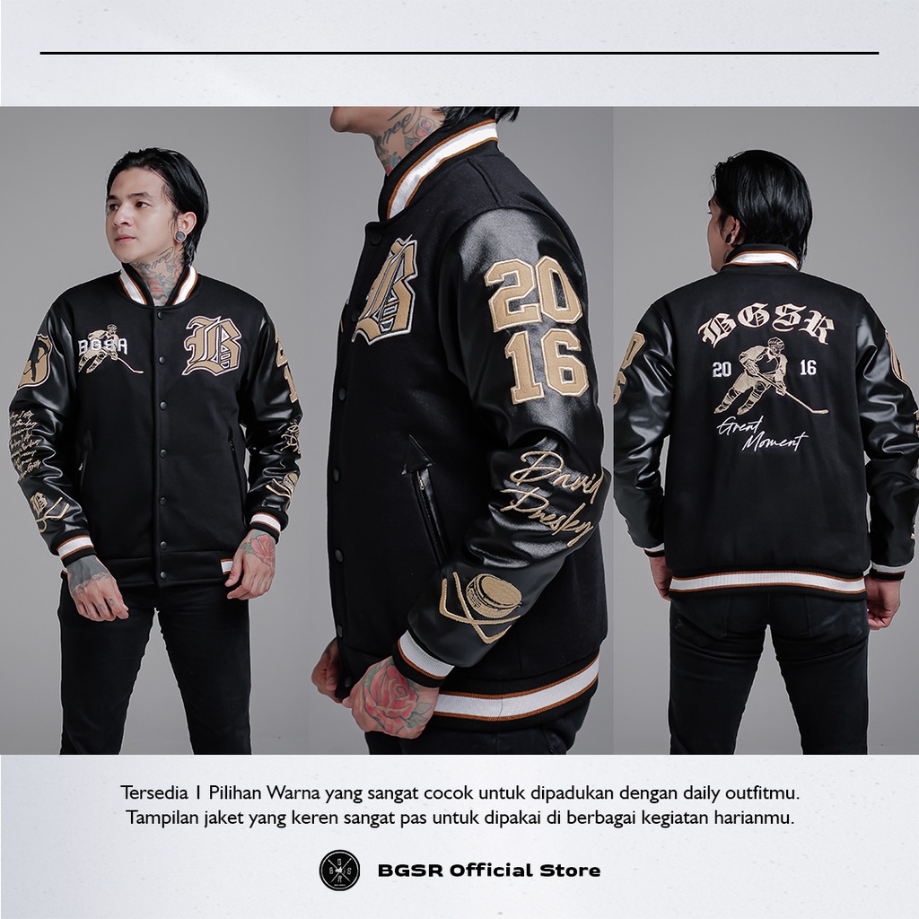Jaket Baseball Varsity Pria Touring Sunmori Jacket Kulit Windbreaker X04