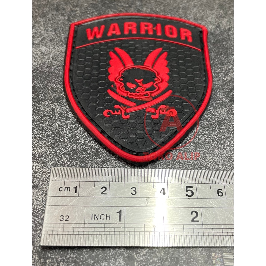 Patch WARRIOR (Merah) - Patch Velcro Warrior - Prepetan